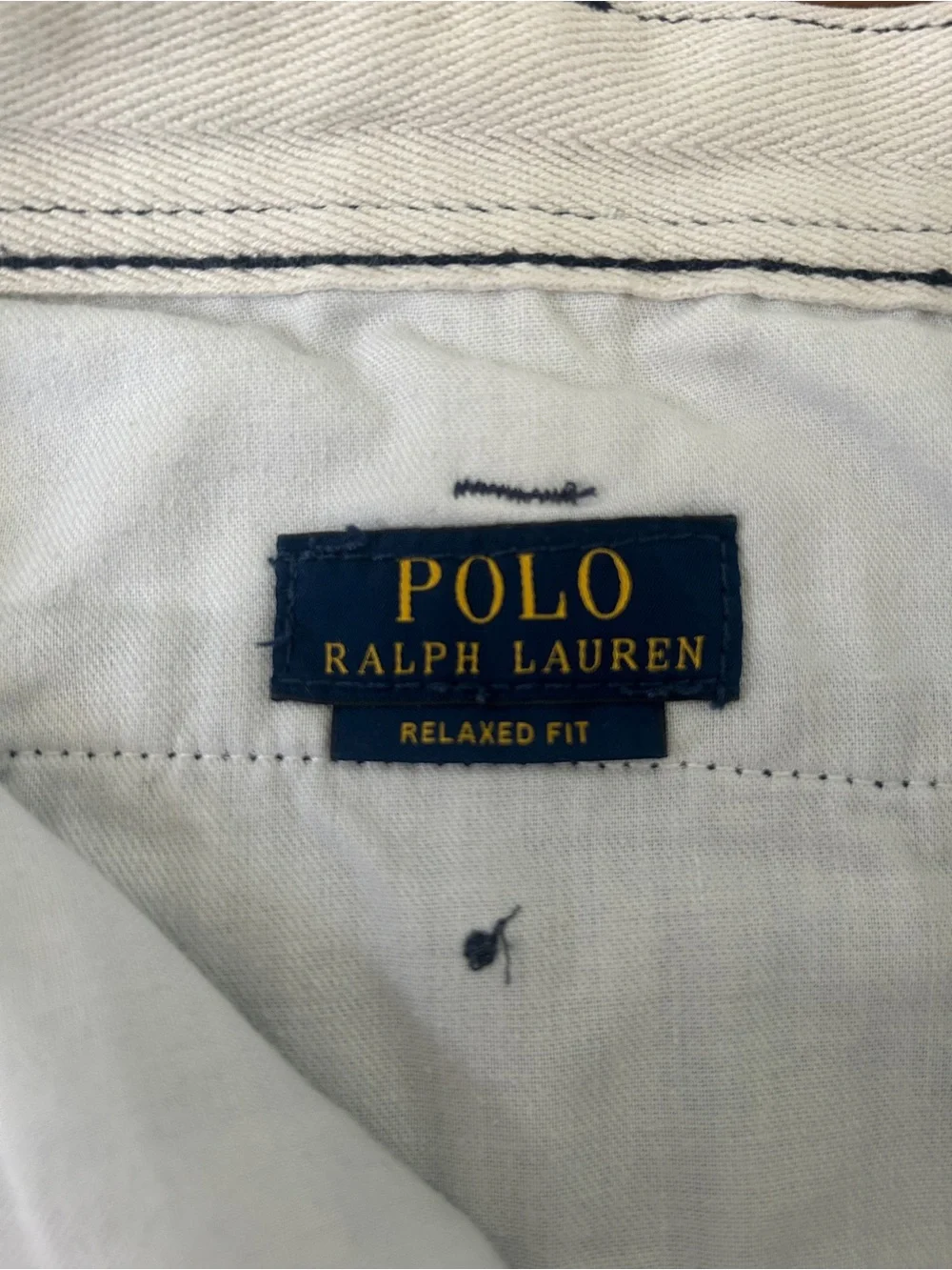 Ralph Lauren Navy Cotton Flat-Front 9” Distressed Shorts